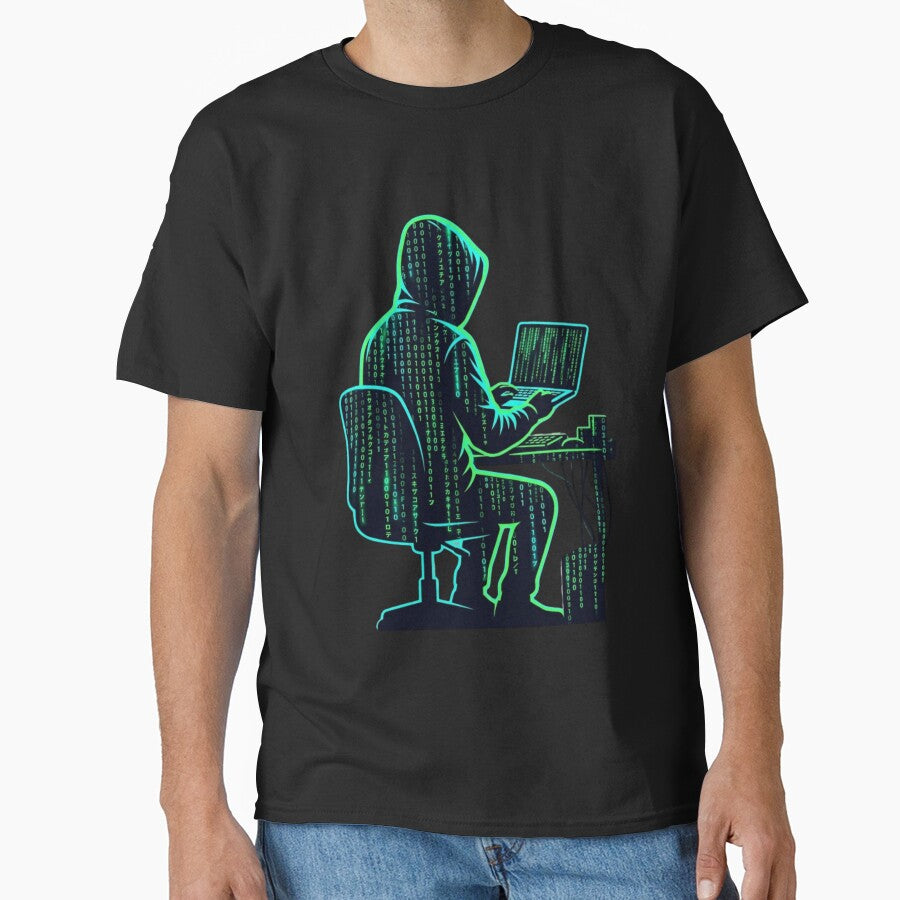 Code Rain Hacker Matrix Style Shirt by KurtByteStudio