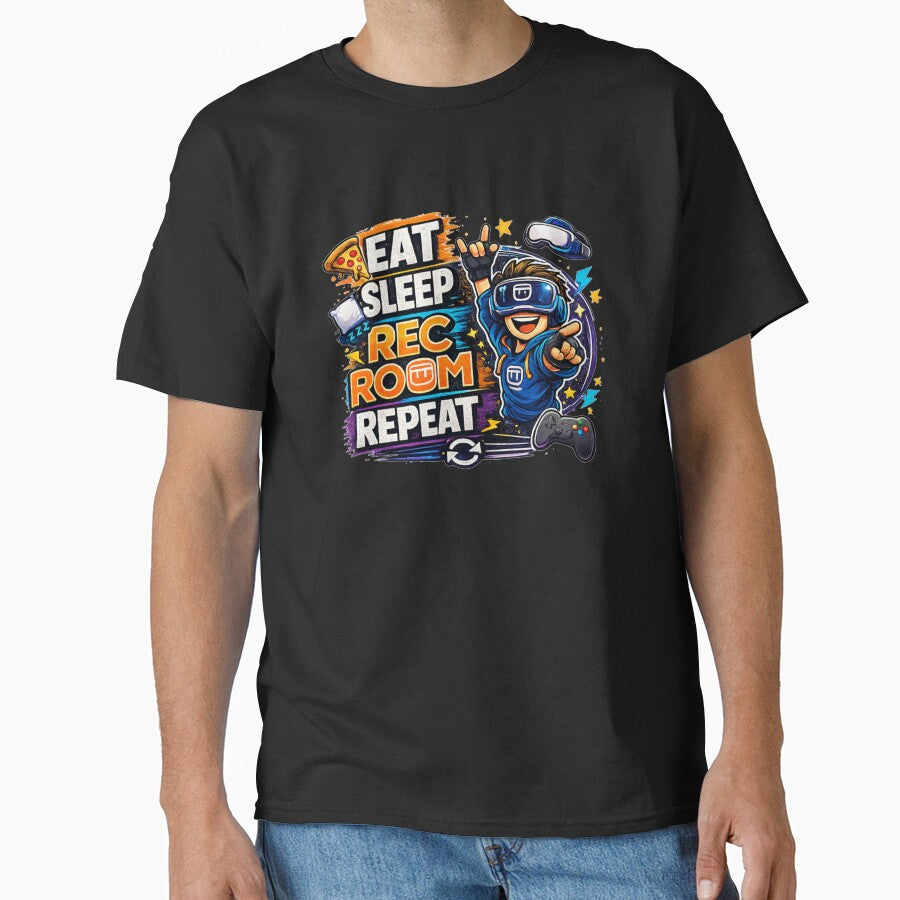 Eat Sleep Rec Room Repeat Funny VR Gaming Design for Virtual Reality Players and Multiplayer Gamers . by  BreedCraft Studio