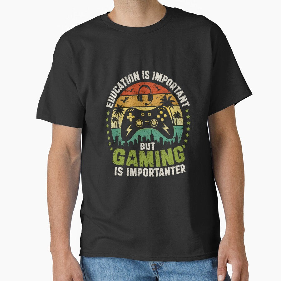 Education Is Important But Gaming Is Importanter Gamer Video Game Player by SkeletonsDanger