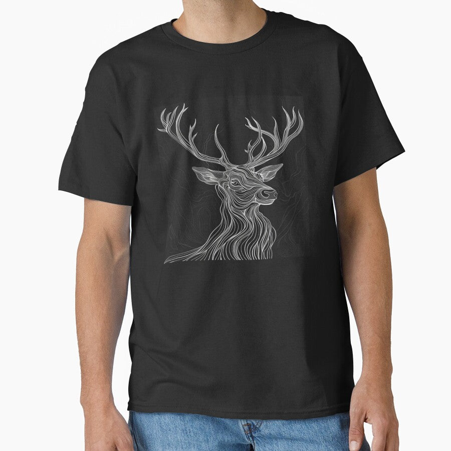 Flowing Lines Stag Silhouette Artwork by NivyasArtistry