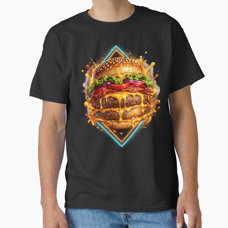 Neon Geometric Burger: Modern Contemporary Geometric Art Design by irfanshikh