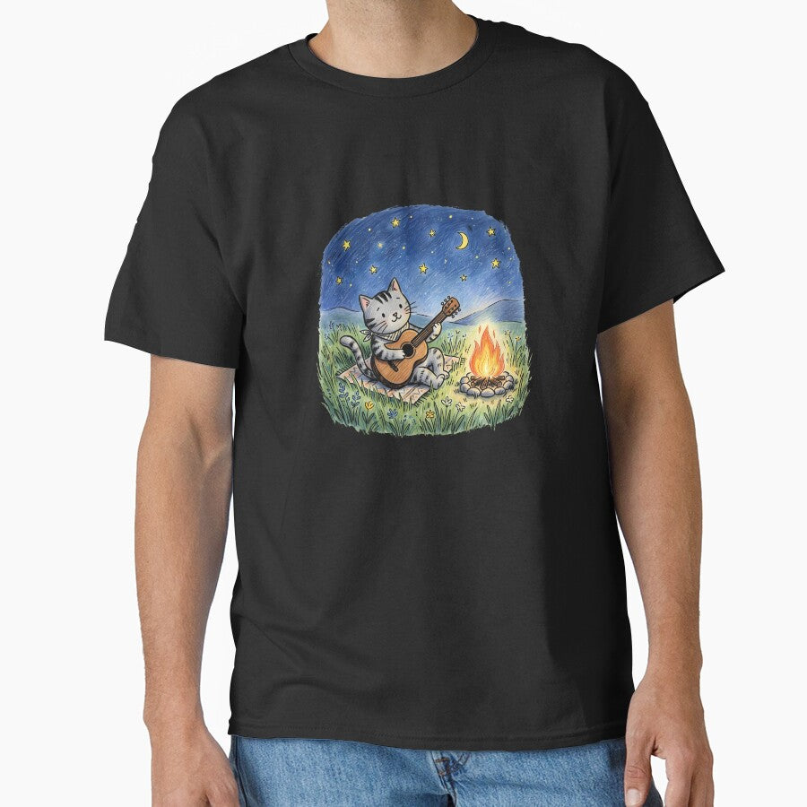 Campfire Cat Oversized T-Shirt by Aru Pxle