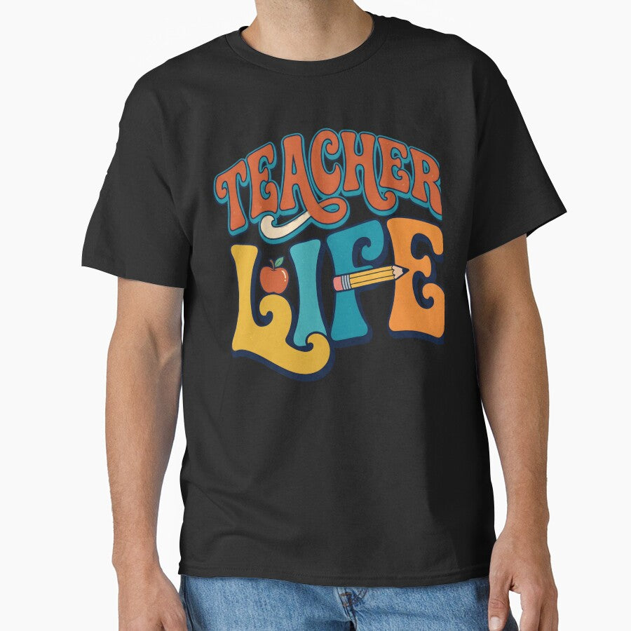 Teacher Life Retro Typography. by MyHappyArtShop