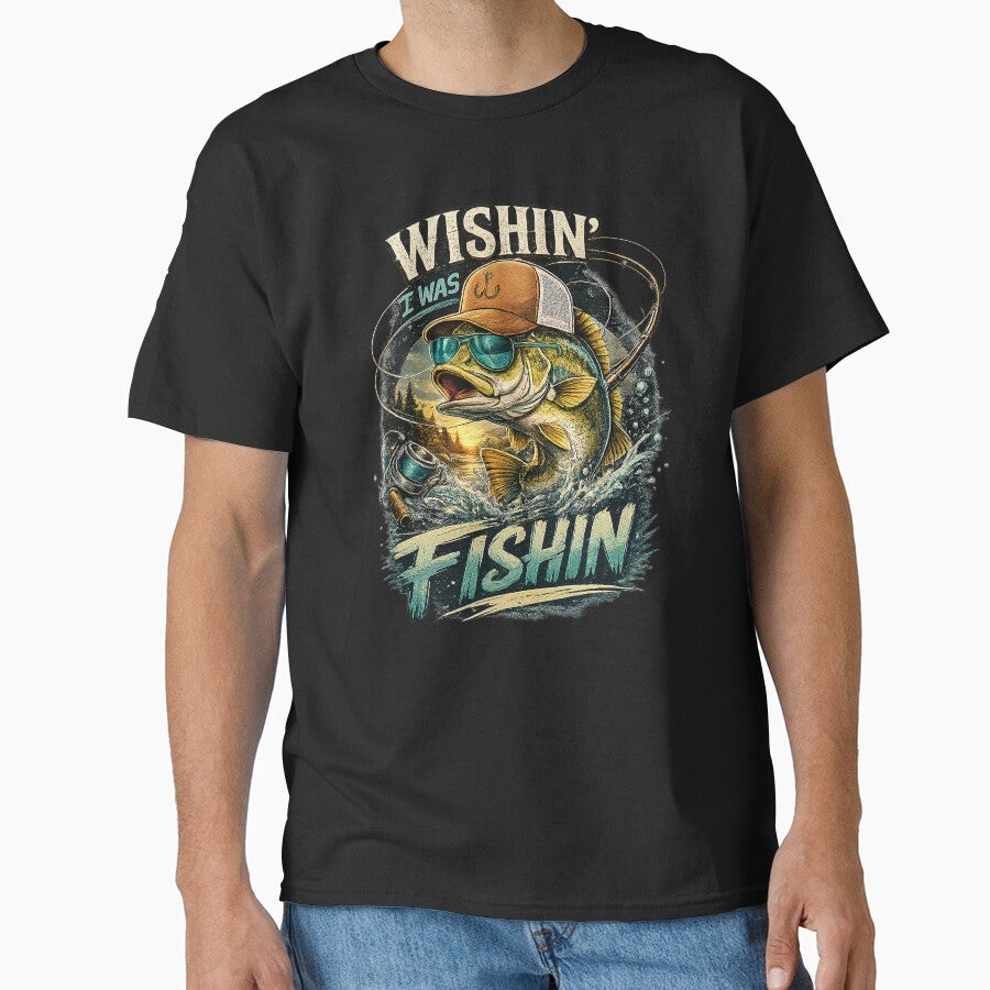 Wishin' I was Fishin Bass Fishing Boys Graphic Sunglasses by OlakunleOloroz