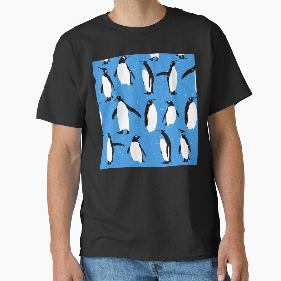Cute Christmas Penguins Pattern On Holiday Xmas Blue by DEC02