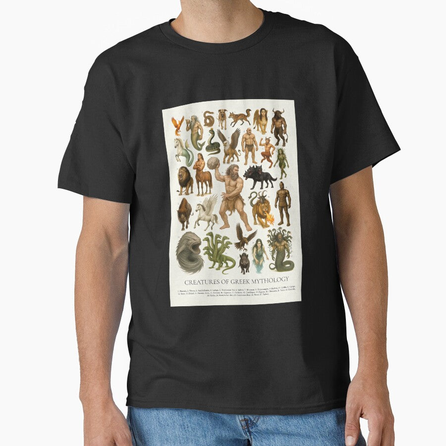 Creatures of Greek Mythology Retro Style Illustration Chart by kakarikihill