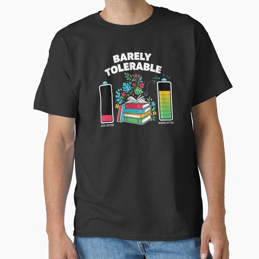 Barely Tolerable Funny Book Lover Floral for Proud Bookworms by Redgiant87x