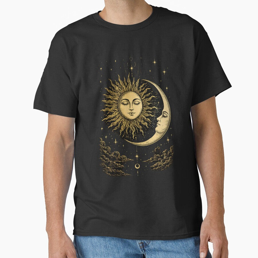 Celestial Sun and Moon Vintage Engraving by Mystic & Celestial Art