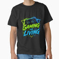Gaming For Living – Neon Controller Gamer Design by MarketWolf