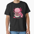 Cute Pink Axolotl Eating Japanese Ramen Noodles Kawaii by Vermanartist