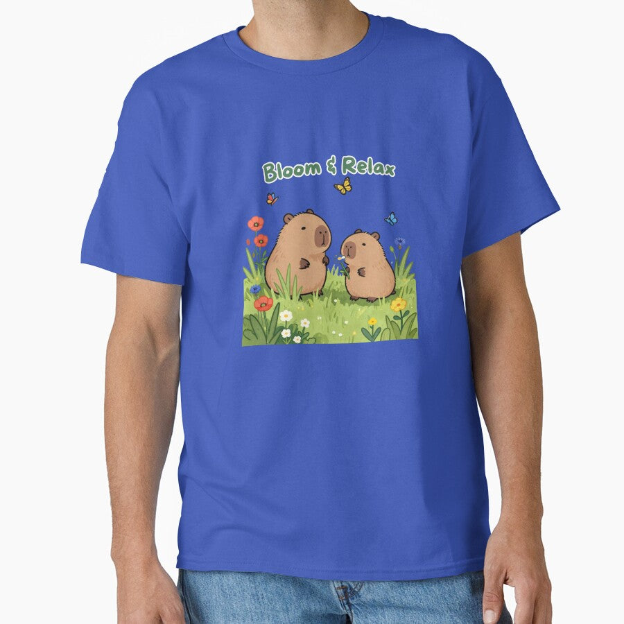 Bloom & Relax - Cute Capybara Garden Illustration by BCapybara