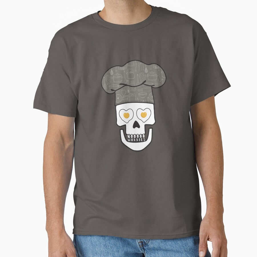 No worries skull wearing a chef's hat by Shedronpanda