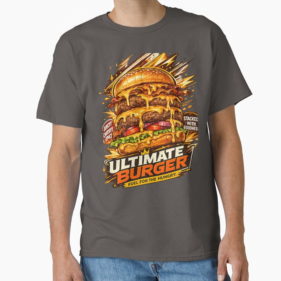 Ultimate Burger: Fuel For The Hungry Stacked Cheeseburger Design by irfanshikh
