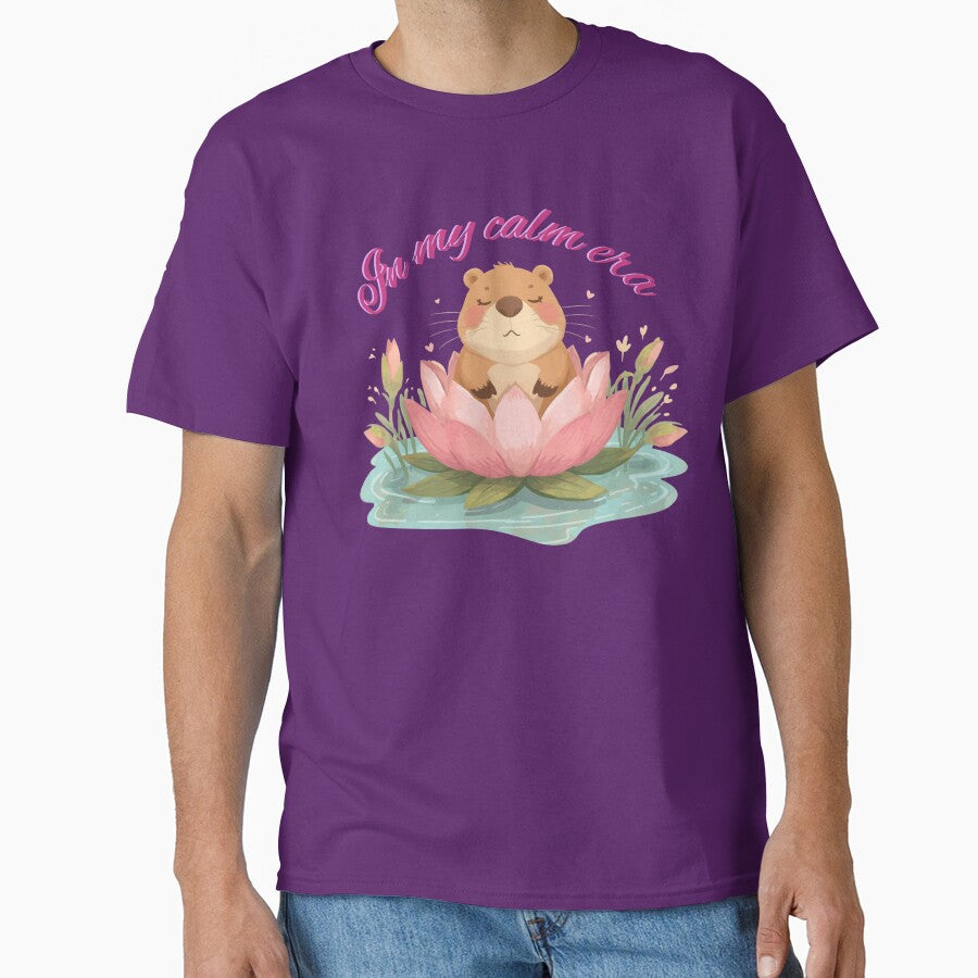In My Calm Era Cute Capybara Lotus by TheFrameVault