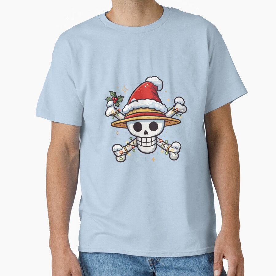 Festive Straw Hat Pirate Aesthetic – Cute Christmas Skull Emblem Illustration by AnimeFlash_0