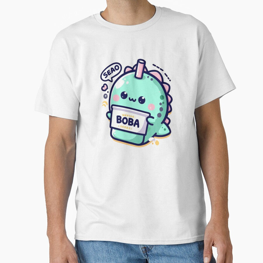 little green dinosaur as a bubble tea with boba stickers and much for! by SaraDatCool