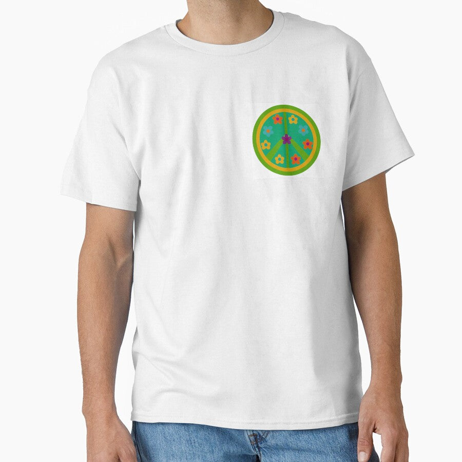 retro green groovy peace sign and flowers by radgoodies