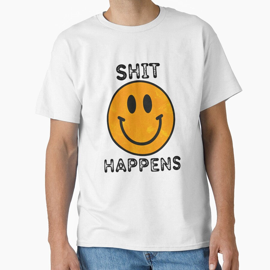 Vintage Smiley Face Shit Happens 60s 70s 80s Retro Hippie Peace and Love Style Humor by Space Ghettos