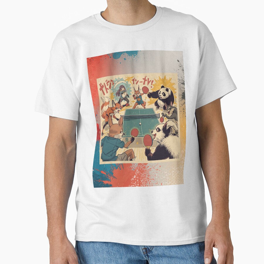 Ultimate Anime Ping Pong Battle - Retro Manga Sports & Kawaii Animal T-Shirt by OhMyPingCo