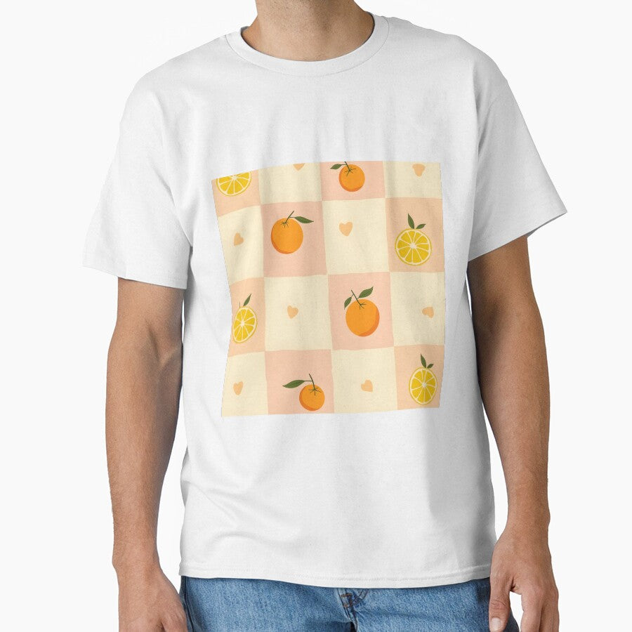 Pastel Orange Pattern Aesthetic | Pink Yellow Orange Retro Squares | Cute Citrus Summer Apparel Design by PeacefulD-signs