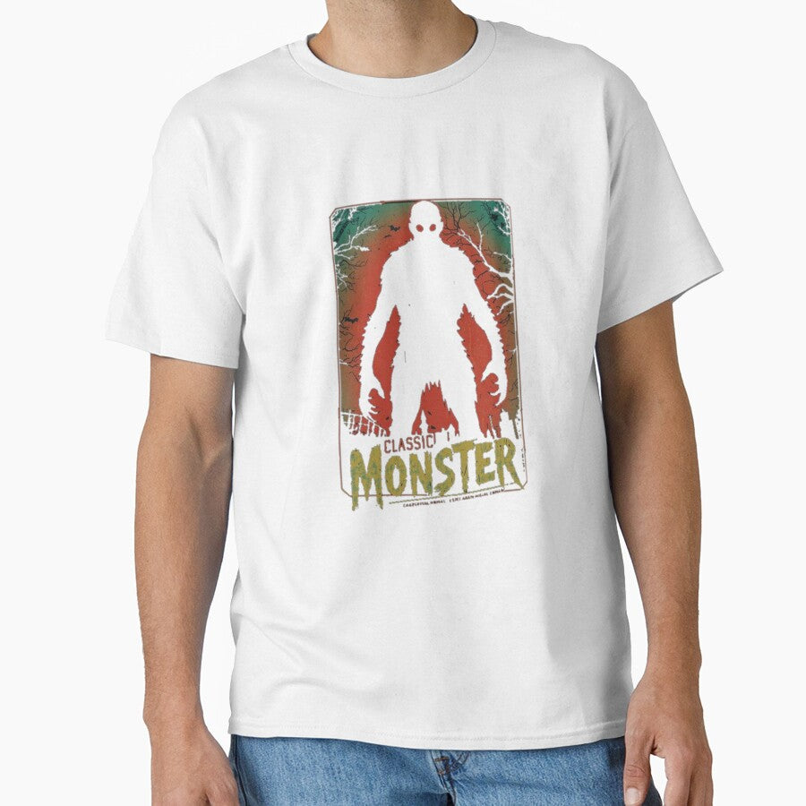 **Retro Horror Monster T-Shirt – Vintage Neon Poster Style with Distressed Texture** by Skansirish ⭐⭐⭐⭐⭐