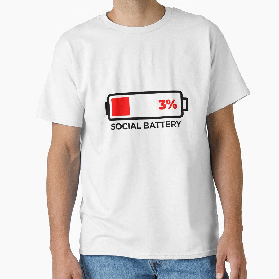 Social Battery 3% — Funny Introvert Battery Minimal by SOW