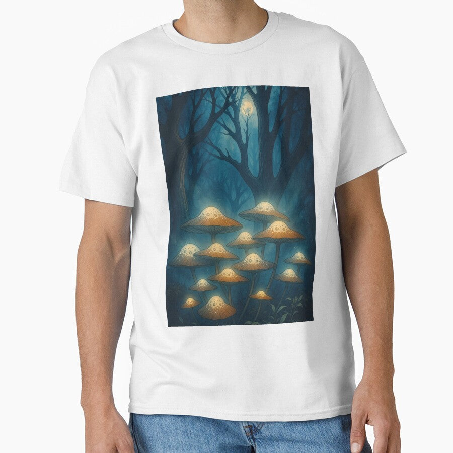 Moonlit Glowing Mushrooms – Mystical Enchanted Forest Art by The Rogue Mark