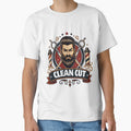 Vintage Clean Cut Bearded Man Barber Badge Design by Barber MD Culture
