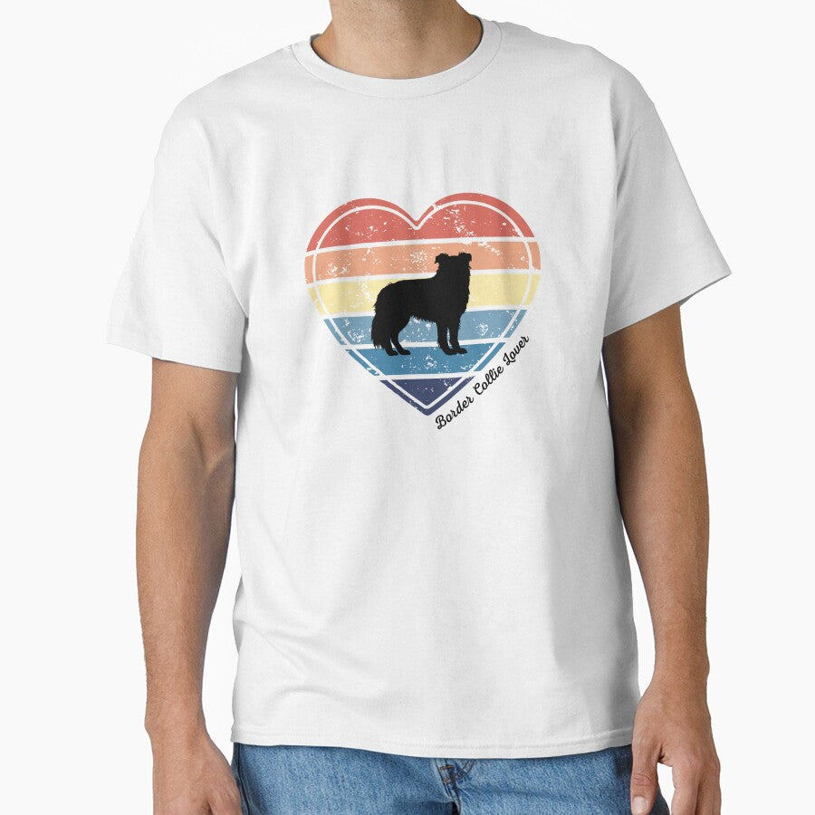 Border Collie Lover Retro Sunset Heart by Print-A-Joke