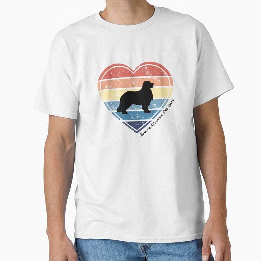 Bernese Mountain Dog Lover Retro Sunset Heart by Print-A-Joke