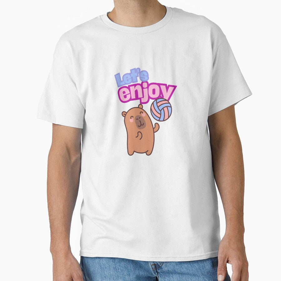 Cute Capybara Illustration – Kawaii Animal with “Let’s Enjoy” Text by Moon's Arts