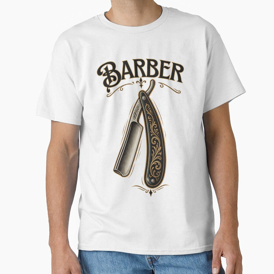 Classic Barber Script Straight Razor Vintage Design by Barber MD Culture