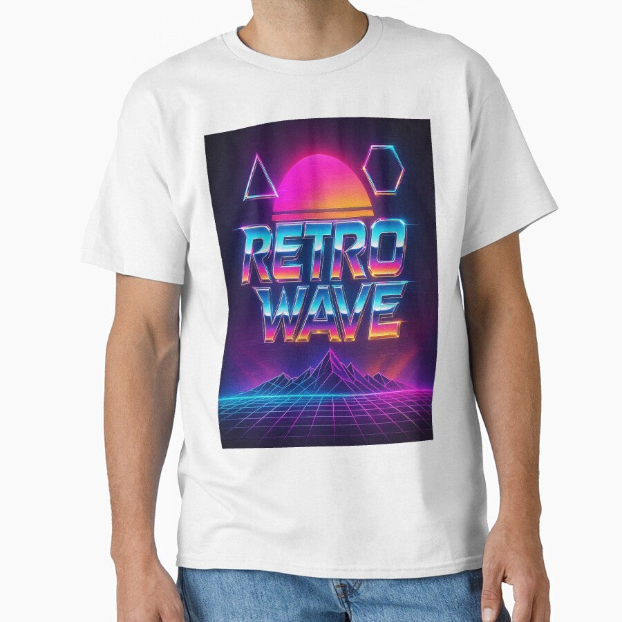 Retro Synthwave Landscape with Chrome Neon by LaraVisionsArts