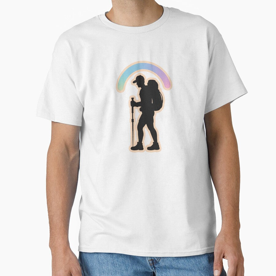 Hiker Silhouette Minimal Hiking Sticker by TrendMorphic