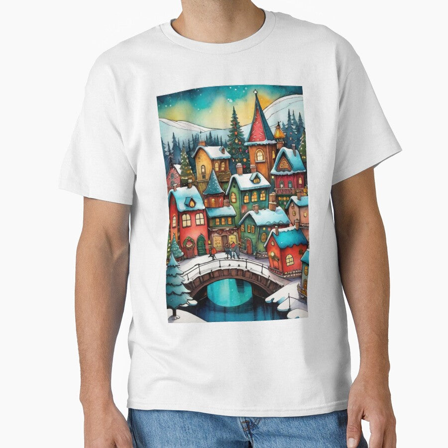 Christmas Holiday Town with Bridge by ArTeaCupcake