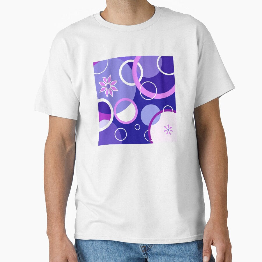 Blue Geometric Circles Floral Boho by Sartoris Art
