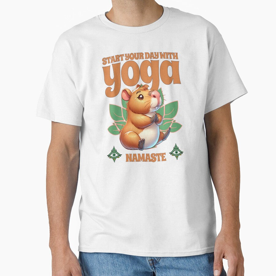 Namaste Capybara Yoga Unisex T-Shirt - Start Your Day with Positive Vibes by CrafteeTrends