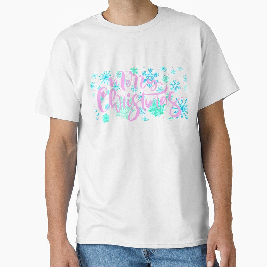 Merry Christmas Pink Blue Green Snow Holiday Pattern by Vibbin4Life33