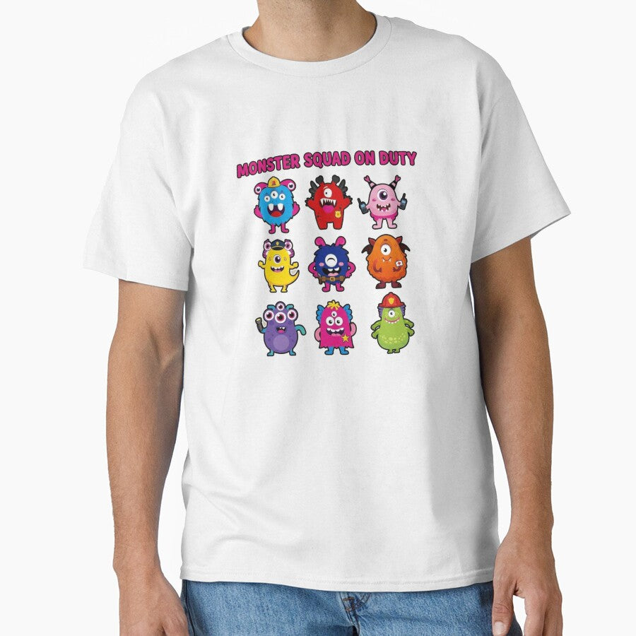 Monster Squad On Duty Cute Cartoon T-Shirt - Funny First Responders Graphic by morning sun