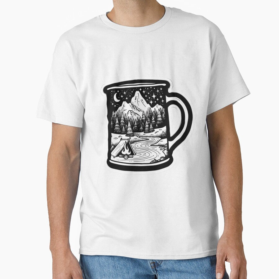Outdoor Camping Mug Sticker by NicolasGlowArt