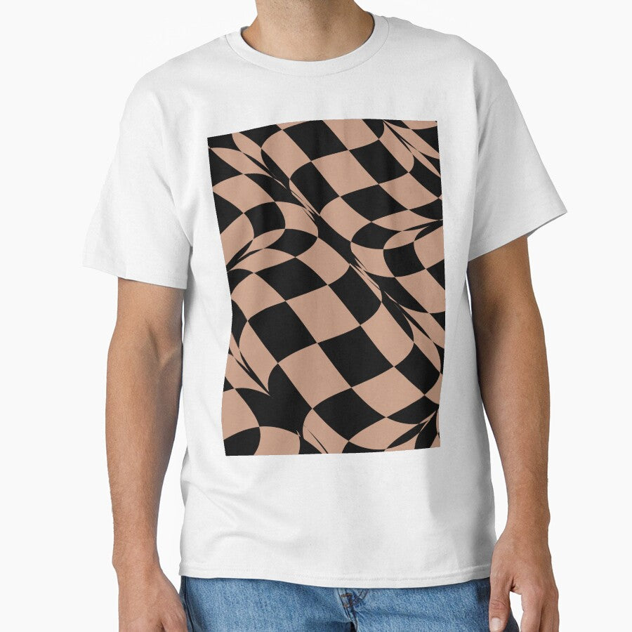 Black and Tan Distorted Checkerboard Pattern Pairs DE 2022 Popular Color Chinook Salmon DET456 by ColorOfTheYears