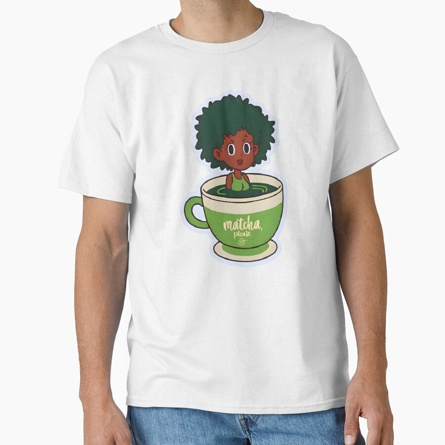 Matcha Please – Black Girl in Matcha Cup with Green Afro by OsasChild