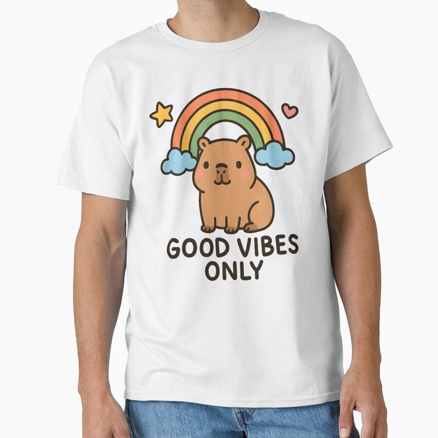 Good Vibes Only Cute Capybara Rainbow by Mikeb233