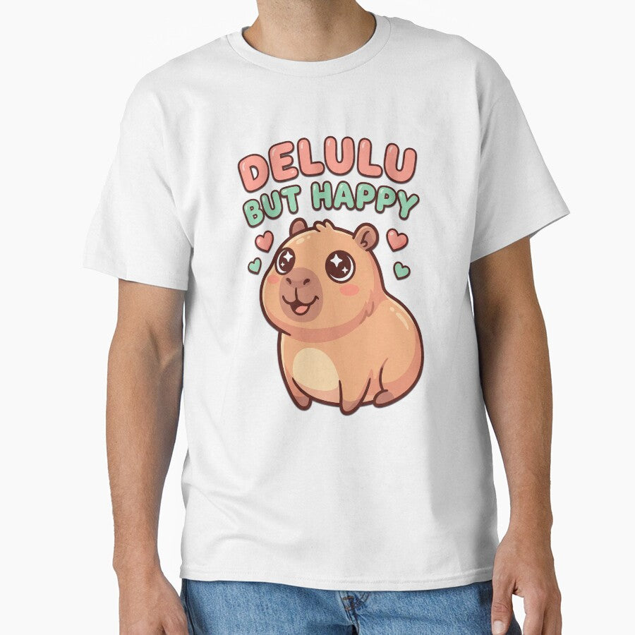 Delulu But Happy Capybara – Cute Delusional Optimism Meme by Visual Dept.