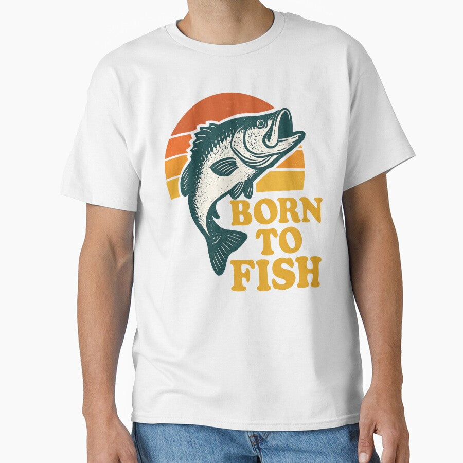Born To Fish – Vintage Sunset Angler Fishing Lover Retro Outdoor Design by SaDesign99