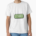 Press the start button (frame)  - Retro gaming experience  - Text based design - White text by Nemesiscrowd
