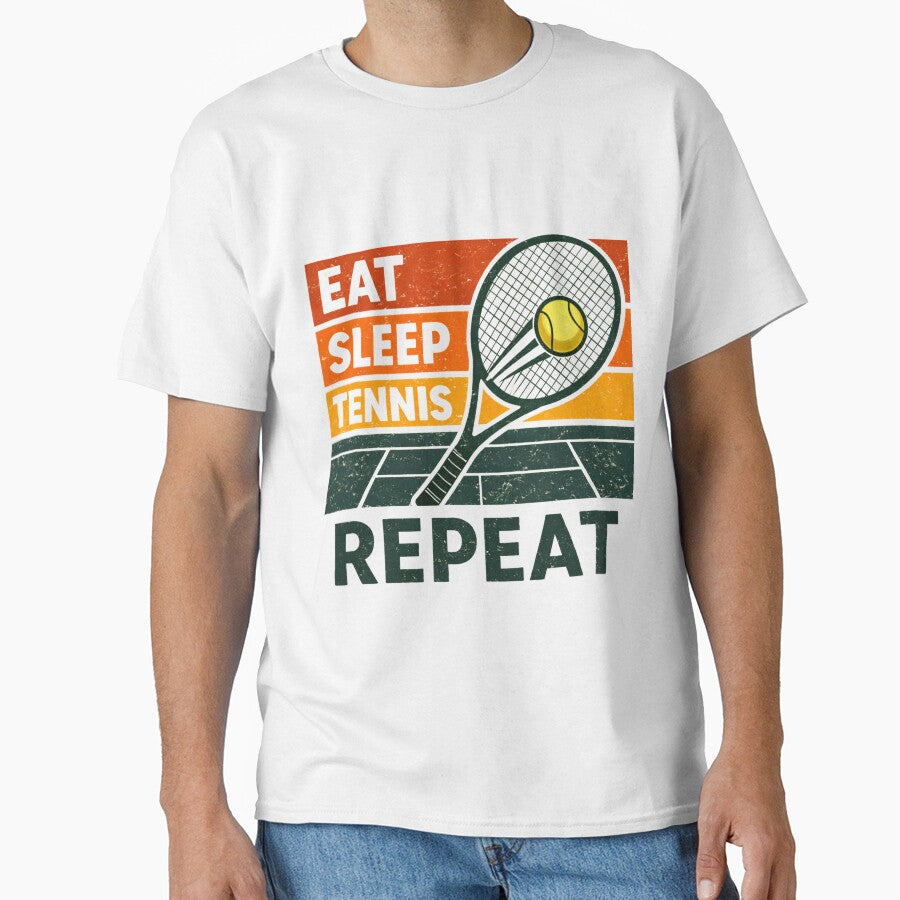 Eat Sleep Tennis Repeat – Funny Tennis Player Racquet Retro Design by Wear Sculpt