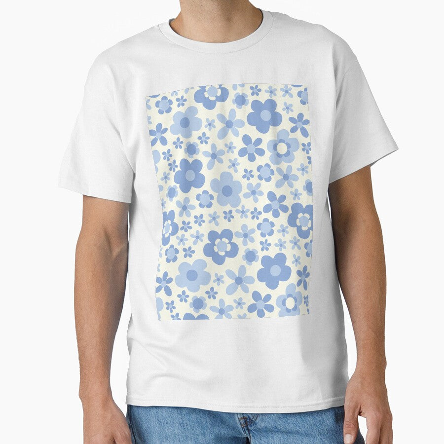 PASTEL BLUE BOHO RETRO FLOWERS by blomastudios