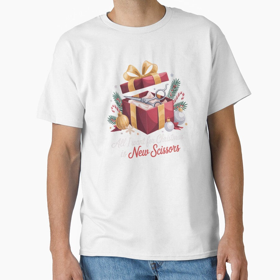 Hairdresser Christmas All I Want Is New Scissors by MadCatPrints