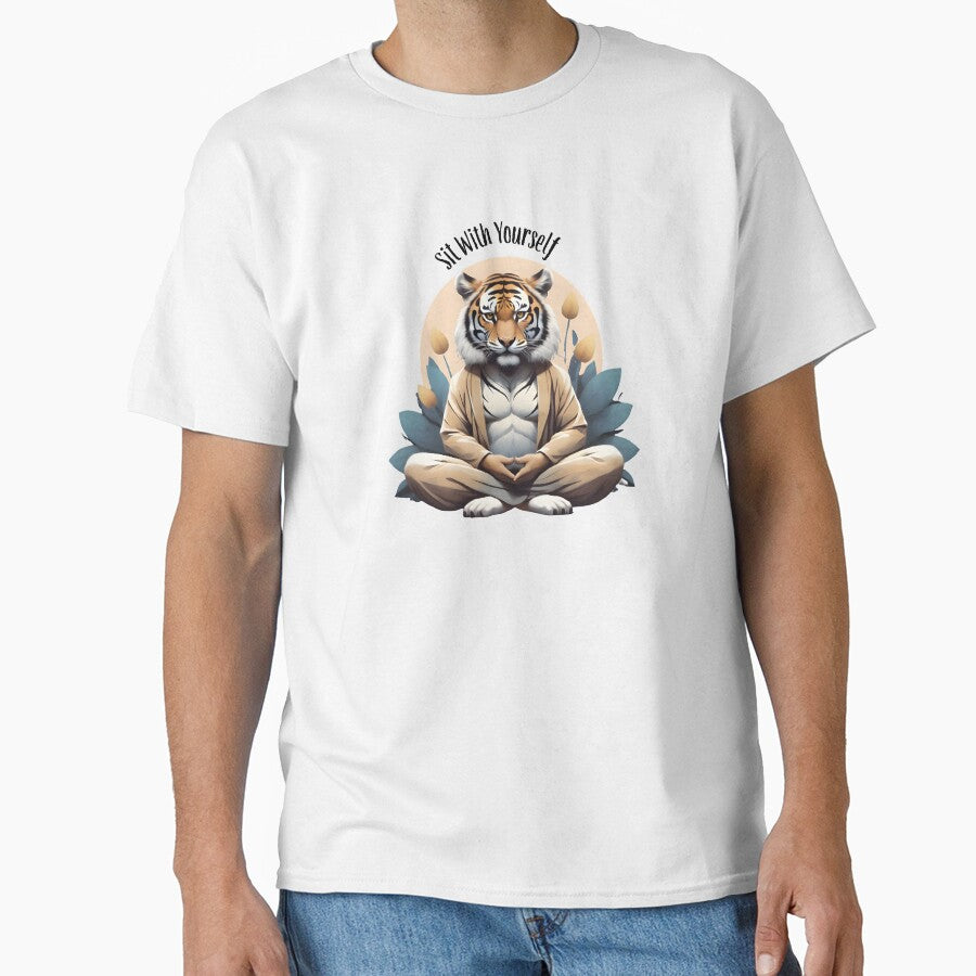 Tiger Meditation T Shirt For Spiritual Lovers by Apotheosis by Irie Meraki